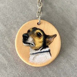 Hand Painted Wooden Pet Portrait Keyring | Custom Pet Gift | Animal Keyring | Pet Memorial Gift | Pet Keychain