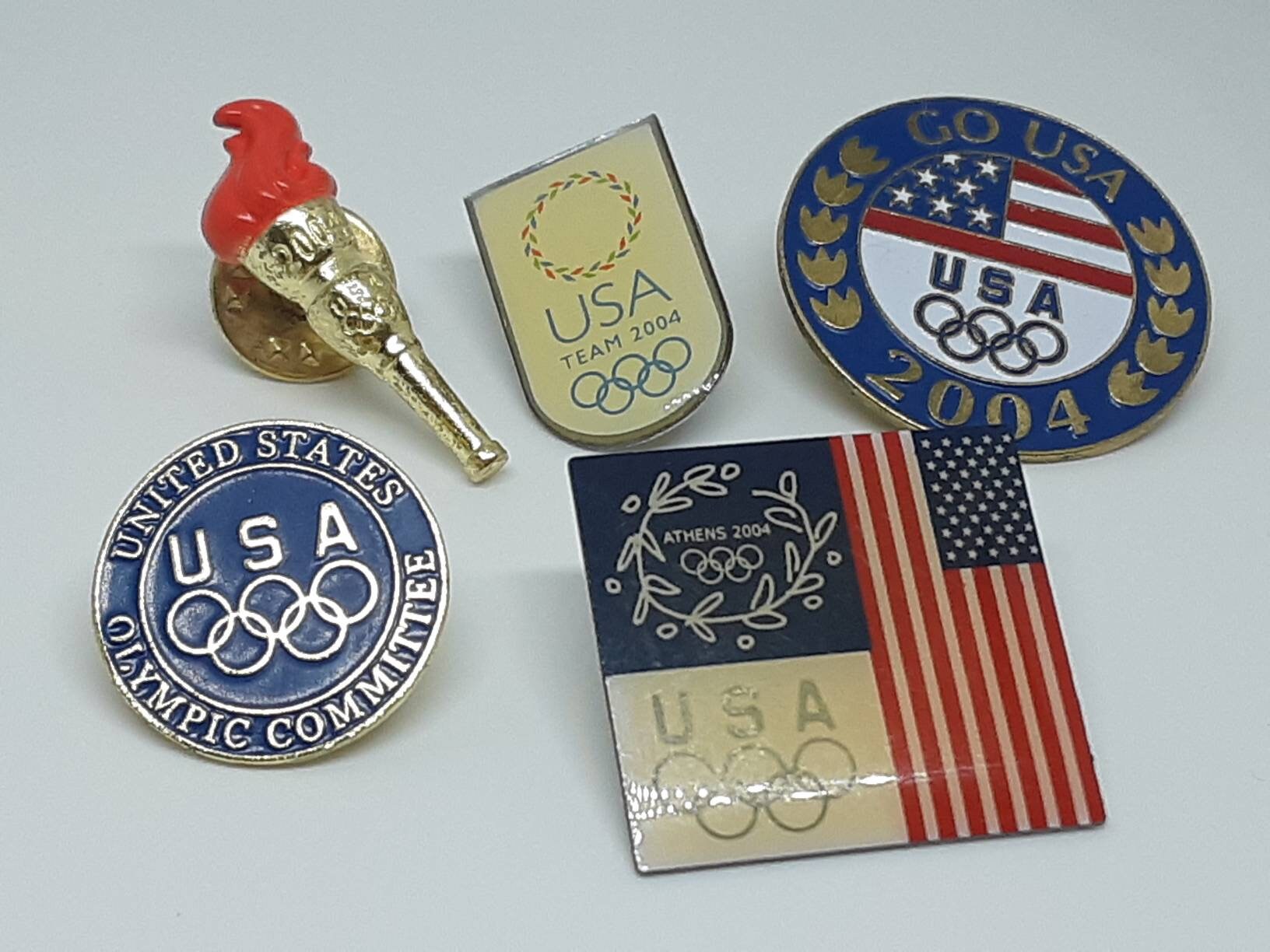 5 USA Olympic pins from 2004 Etsy