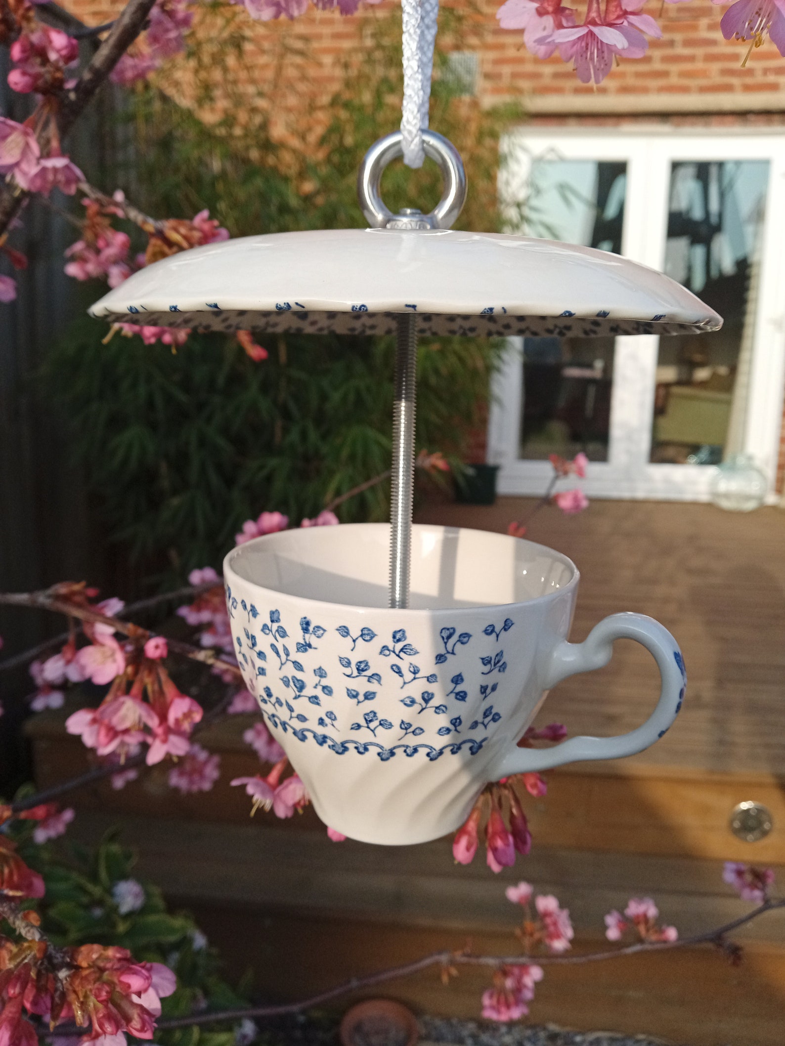 Tea cup and saucer hanging bird feeder Etsy