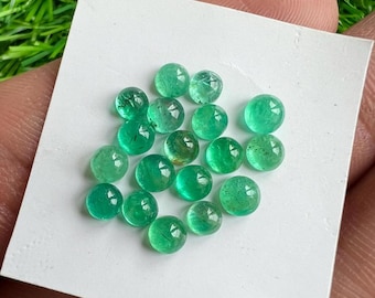 Natural Zambian Emerald Cabochons: 4MM Round, 18 Pcs for Jewelry