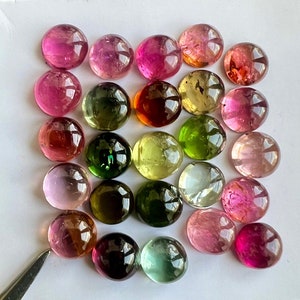 5mm Multi Tourmaline Round Cabochon Loose Gemstone 25Pcs Lot, Natural Tourmaline Cabochons, 5mm Round Tourmaline For Jewelry Making #N41