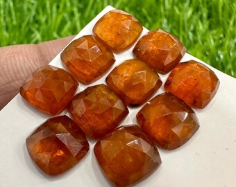 Natural Orange Kyanite Rose Cut Cabochons: 8MM Cushion Lot