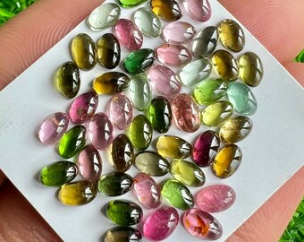 Ovale cabochons met meerdere toermalijnen: natuurlijke edelstenen voor het maken van sieraden (50 stuks)