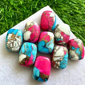 Cotton Candy Copper Turquoise Cabochon: Natural Cushion Gemstone