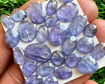 26 Pcs Natural Tanzanite Rose Cut Cabochons: Jewelry Making Lot