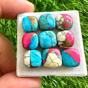 Cotton Candy Copper Turquoise Cabochon: Natural Cushion Gemstone
