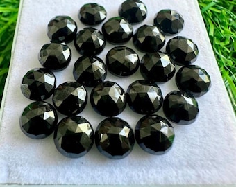 Natural Black Spinel Rosecut Gemstone: 6mm Round, 20 Pcs Lot