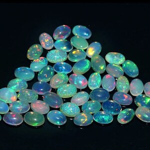 Natural Ethiopian Opal Cabochon Loose Gemstone 30Pcs Lot, Natural Ethiopian Opal Cabochons, 6x4mm Oval Ethiopian Opal For Jewelry Making