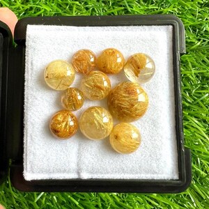 Golden Rutile Quartz Cabochon: Natural Gemstone for Jewelry Making
