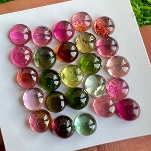 5mm Multi Tourmaline Round Cabochon Loose Gemstone 30Pcs Lot, Natural Tourmaline Cabochons, 5mm Round Tourmaline For Jewelry Making #N40