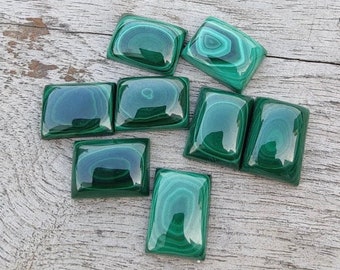 Natural Malachite Cabochons: Rectangle Gemstone Lot for Jewelry Making