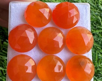 Naturliga karneolroslipade cabochoner: Orange ädelstenslott (10 st, 10 MM)