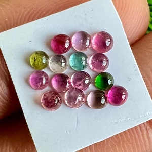 Cabochons Tourmaline Ovale Naturels - Lot De 3 Pierres, 4,25 Ct Total, Brut Brésil, Qualité Excellente