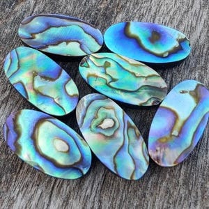 Natural Abalone Shell 10x20mm Oval Shape Flat Cabochons 5Pcs Lot | 20x10mm Oval Abalone Shell Loose Gemstone Cabochons For Making Jewellery.
