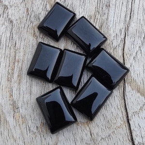 Natural Black Onyx Loose Gemstone 10Pcs Lot, Onyx Cabochons, Rectangle Shape Onyx Cabochon For Jewellery Making, All Size Available