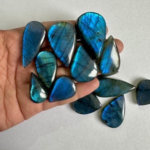Blue Labradorite Cabochons Loose Gemstone | Natural Labradorite Pear Cabochons | Free Size Labradorite Cabochons For Jewellery Making.