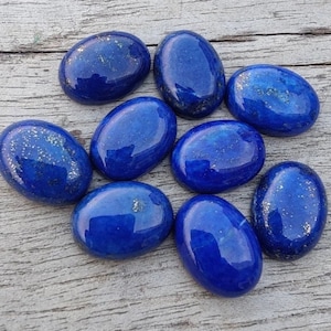 Natural Blue Lapis Lazuli Cabochon Loose Gemstone 10Pcs Lot, Lapis Lazuli Cabochons, Oval Shape Calibrated Cabochon For Jewellery Makin