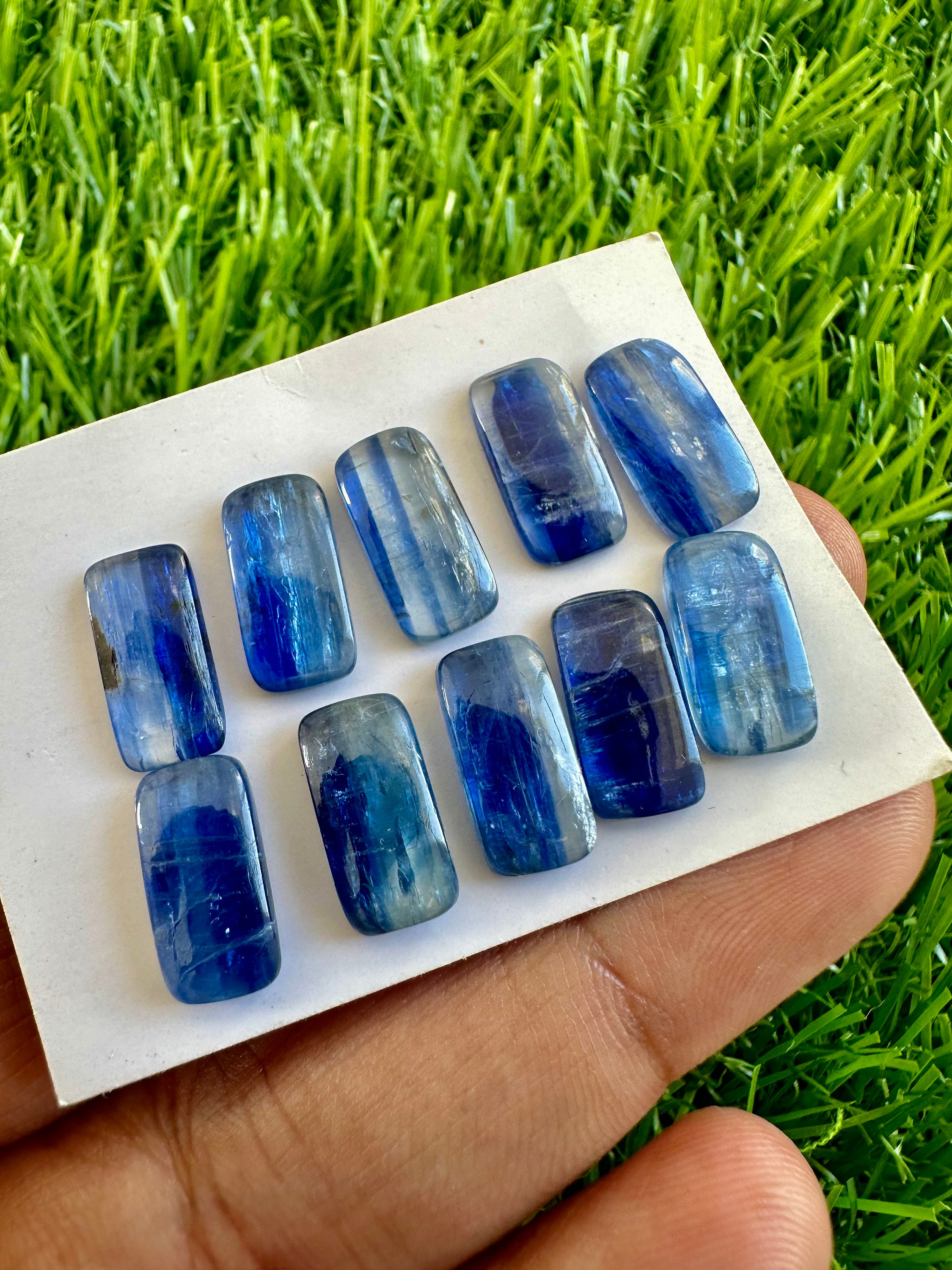 ラピス Natural Blue Kyanite Cabochons: Cushion Cut Gemstones, 8x12mm (10