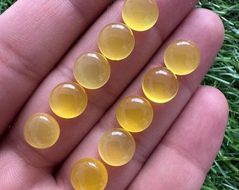 Natural Mango Chalcedony Cabochons: 10MM Round Gemstones, 10 Pcs