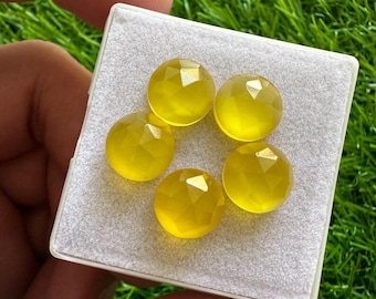 Natural Mango Chalcedony Cabochon: 10MM Round Rose Cut Gemstone