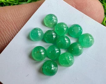 Natural Zambian Emerald Cabochons: 4.5mm Round, 12 Pcs Lot