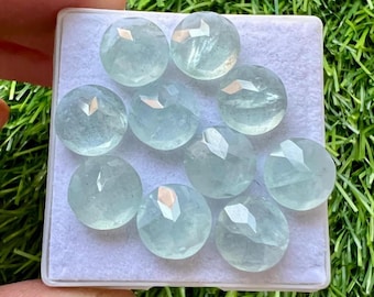10 cabujones de aguamarina talla rosa: piedras preciosas naturales de 10 mm