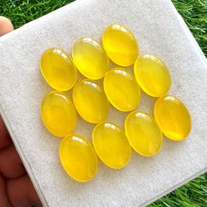 Natürlicher Mango Chalcedon 13 x 18 MM Oval Cabochon Edelstein | Chalcedon Cabochons | Mango Chalcedon Cabochons für die Schmuckherstellung