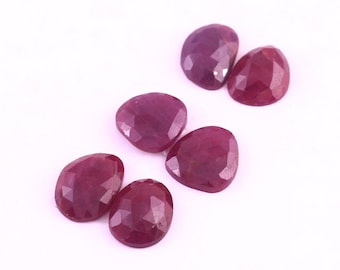 Lote de piedras preciosas de rubí natural de talla rosa: 29,45 cts, 6 piezas