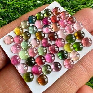 5mm Multi Tourmaline Round Cabochon Loose Gemstone 50Pcs Lot, Natural Tourmaline Cabochons, 5mm Round Tourmaline For Jewelry Making #N37