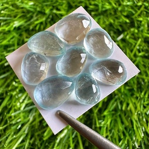 8Pcs Aquamarine Rose Cut Loose Gemstone 11.65 Cts Lot, Natural Faceted Aquamarine Cabochons, Aquamarine Rose Cut For Jewellery Making #2