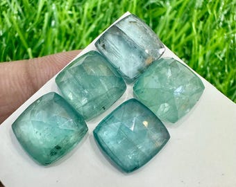 Natural Aqua Kyanite Rose Cut Cabochons: 10MM Jewelry Making Lot
