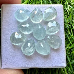 Natürlicher Aquamarin Rose Cut Lose Edelstein 10er Lot, natürliche facettierte Aquamarin Cabochons, Aquamarin Rose Cut für die Schmuckherstellung # S30