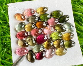 Ovale toermalijn cabochons: natuurlijke edelstenen voor het maken van sieraden (3 x 5 mm, 30 stuks)