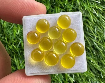 Natural Mango Chalcedony Cabochons: 6mm Round Gemstone Lot (10 Pcs)