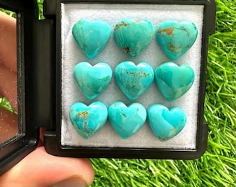 Blue Mohave Turquoise Heart Cabochon: 12MM Natural Gemstone
