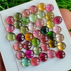 5mm Multi Tourmaline Round Cabochon Loose Gemstone 40Pcs Lot, Natural Tourmaline Cabochons, 5mm Round Tourmaline For Jewelry Making #N46