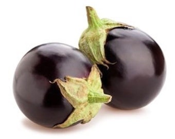 50 seeds Organic round eggplant Purple, aubergine, melongene or brinjal (Solanum melongena)