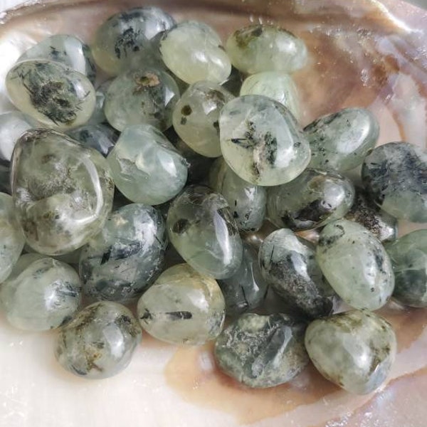 Green Prehnite Crystal Tumble Stones, Crystal Grid Tools, Pocket Stones