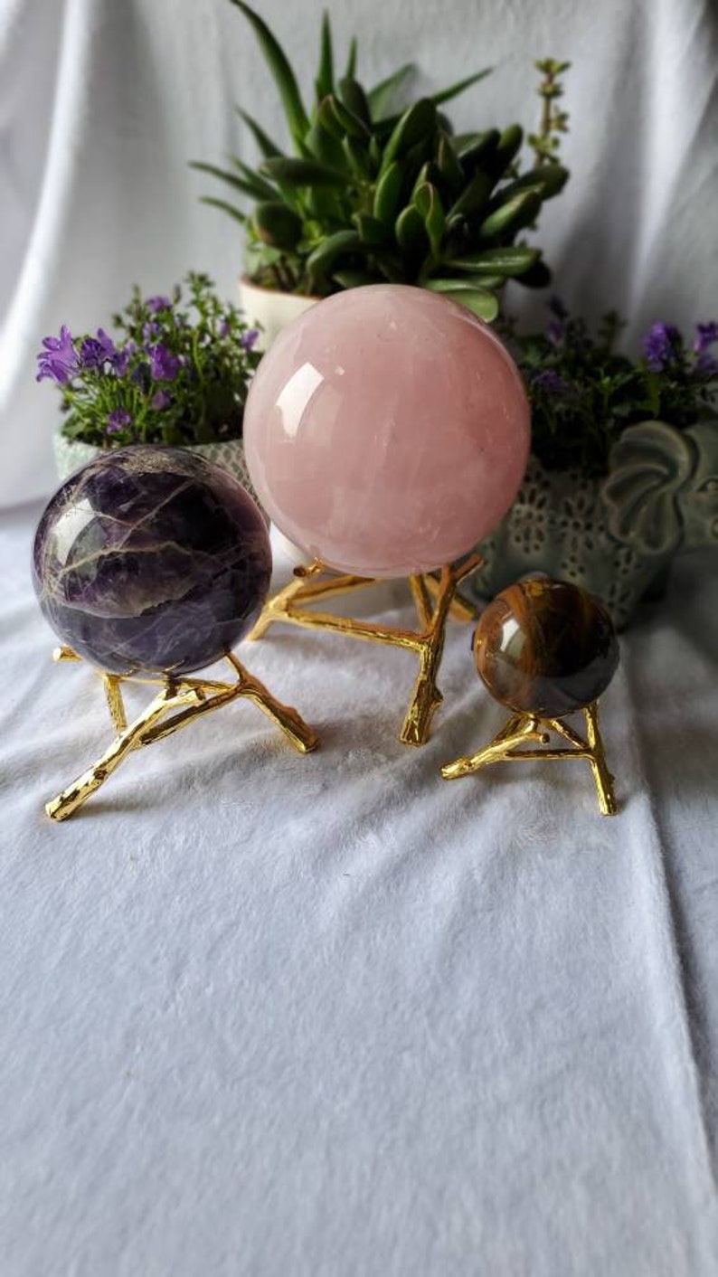 Gold Metal Twig Crystal Sphere Stand,Silver Metal Twig Crystal Sphere Stands, Rose Gold 