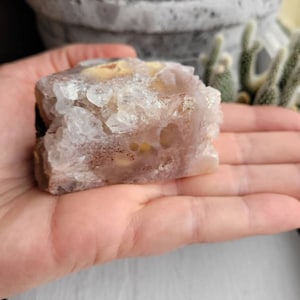 Rare Druzy Flower Agate and Pink Amethyst Crystal Free form