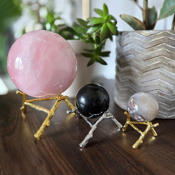 Gold Metal Twig Crystal Sphere Stand,Silver Metal Twig Crystal Sphere Stands, Rose Gold