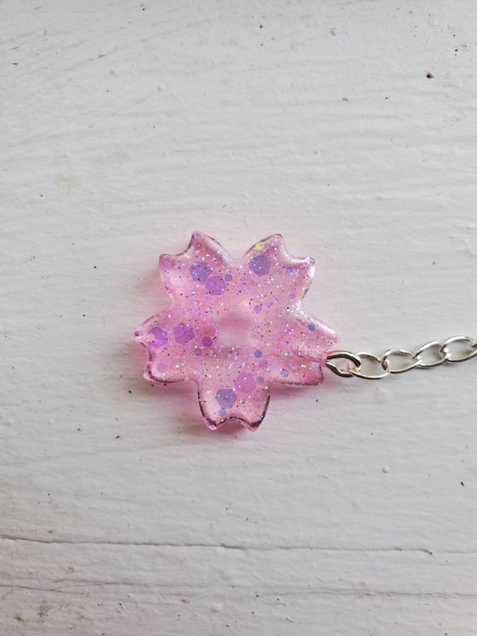 Pink Sakura keychain Etsy