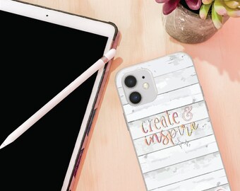 Create & Inspire | Words | Watercolor | Quote | Empower | Inspiration | Cell Phone Case | Phone Protection | Perfect Gift