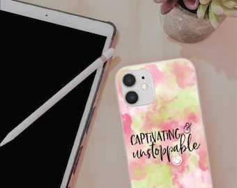Captivating & Unstoppable | Words | Watercolor | Quote | Empower | Inspiration | Cell Phone Case | Phone Protection | Perfect Gift