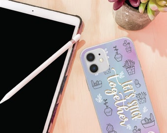 Let's Stick Together | Succulent Plants | Watercolor | Blue and Purple | Cell Phone Case | Phone Protection | Perfect Gift