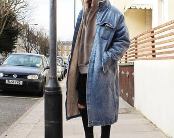 denim sherpa swing jacket