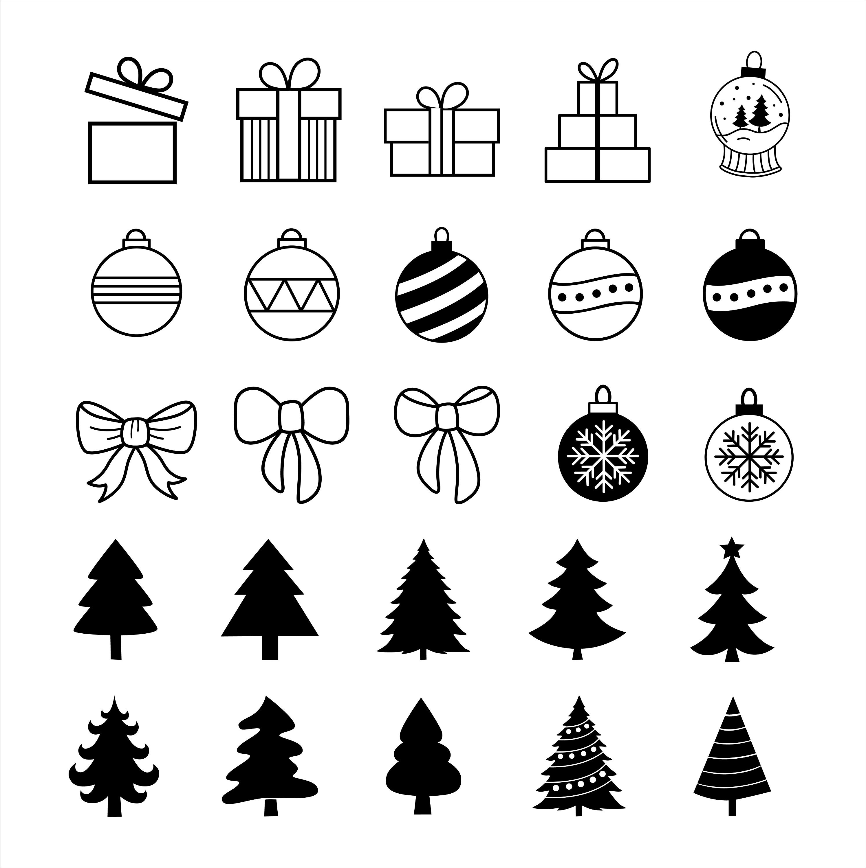JPEG PNG SVG Winter Doodles Line Art Silhouettes L Winter Digital ...