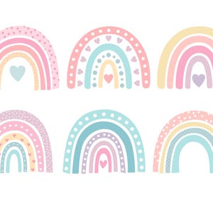 SVG - PNG -JPEG | 6 Boho Pastel Rainbows | Clipart - Vector Art