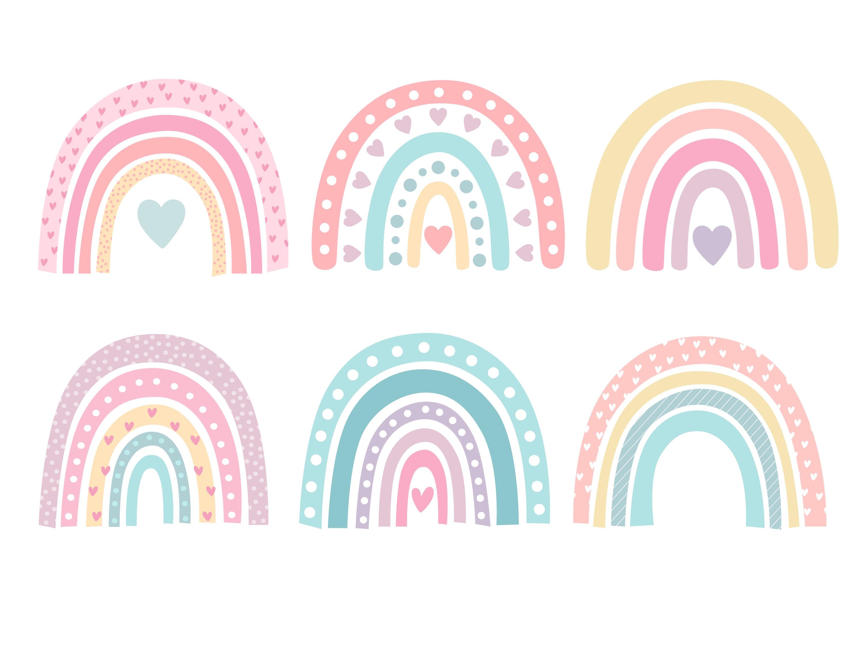 SVG - PNG -JPEG | 6 Boho Pastel Rainbows | Clipart - Vector Art - Etsy