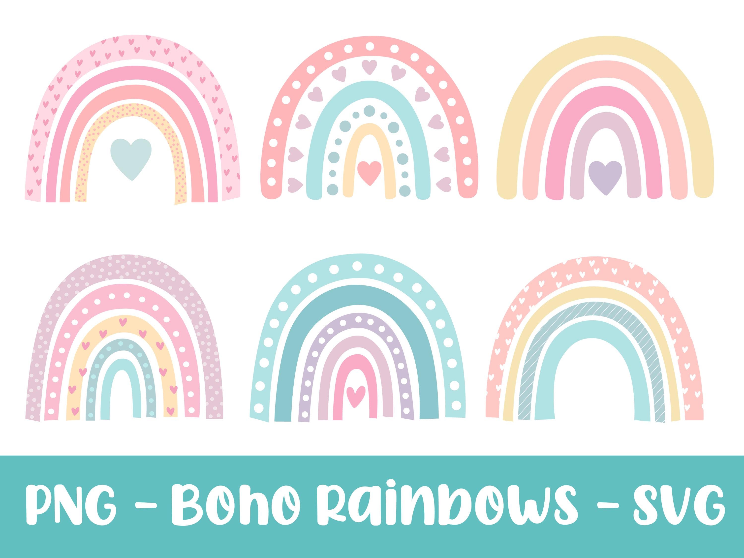 SVG - PNG -JPEG | 6 Boho Pastel Rainbows | Clipart - Vector Art - Etsy